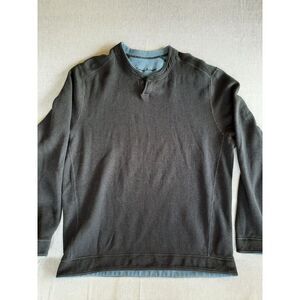 Tommy Bahama Men 17in Chest SZ Sweater Pullover Crewneck Embroider Art Logo Gray